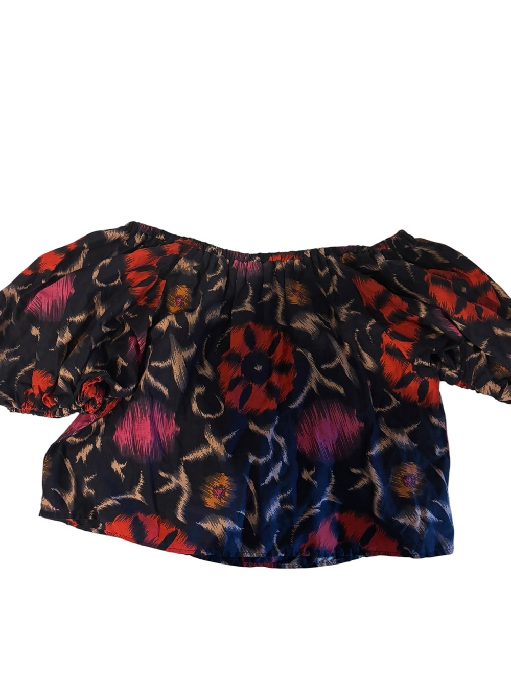 Velvet by Graham and Spencer Off-Shoulder Cotton & Silk Floral Top Women’s M - Picture 2 of 4